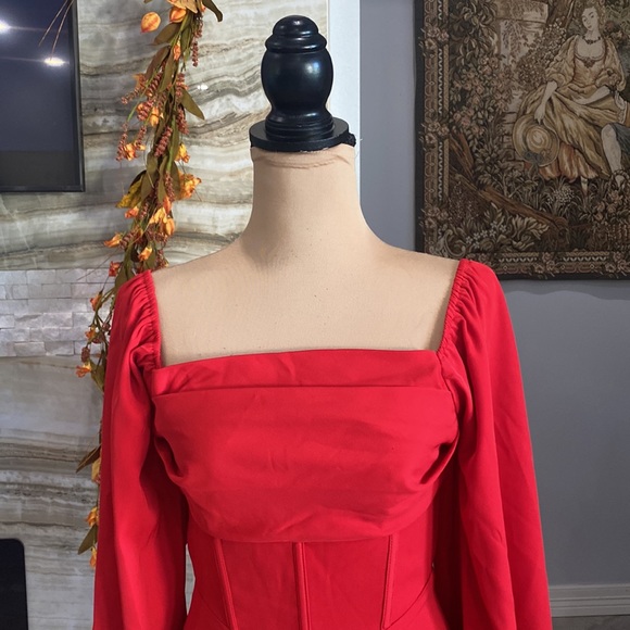 Princess Polly red cowl neck long sleeve dress. - Picture 2 of 10